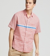 Riviera Club Mutu Striped Short Sleeve Sport Shirt - Classic Fit