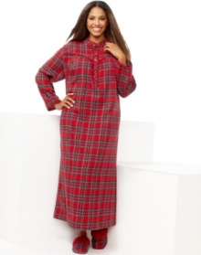 A festive pattern and comfy fit will make this flannel nightgown by Charter Club your favorite for the winter season.