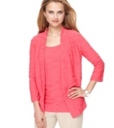 Top off your look with this textured open-front cardigan from J Jones New York. Check out the matching tank top to make a modern twinset!