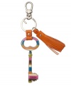 With a colorful striped key and bright orange tassel, this charming key fob from Fossil is a boho beautiful must-have.