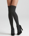 Cozy patchwork over-the-knee liner sock with rib detail from DKNY hosiery.