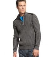 Layer up in this cozy INC International Concepts mock neck sweater.