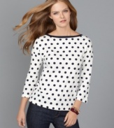 This Tommy Hilfiger top offers spot-on style, with a flattering boat neckline and an unexpected back zipper!