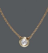 Sparkle that blends effortlessly with any look. Add subtle shine in Trio by Effy Collection's stunning pendant necklace. A bezel-set, round-cut diamond (1/5 ct. t.w.) shines in a 14k gold setting. Approximate length: 18 inches. Approximate drop: 1/4 inch.