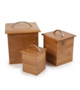 A real natural. Define your countertop and add a touch of modern art to your space with the handcrafted excellence of these 100% organic bamboo containers. The solid construction and secure silicone seal provide the perfect place for storing and prolonging the freshness of cookies, pasta, sugar and other ingredients.