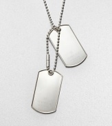 From the Dog Tag Collection. Two logo engraved tags in sleek sterling silver on a chic ball chain. Sterling silverLength, about 23.2 to 27.1 adjustableLobster clasp closureMade in Italy