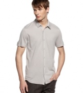 Stay on point with casual style with this roll tab sleeve shirt from Kenneth Cole Reaction.