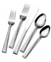 Traditionally detailed and made of high quality 18/0 stainless steel, the Trilinear flatware set with service for eight raises the bar for casual elegance. Also includes a 4-piece serving set. By Hampton Forge.