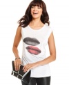 Two-tone lips add a sassy-chic appeal to this RACHEL Rachel Roy tank -- perfect over the season's skinny jeans!