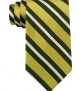 A sea of stripes make a swimming addition to this sharp silk tie from Nautica.