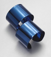 Finished in a deep shade of blue, these strikingly simple, flexible open cuffs can be worn around the upper arm for drama or at the wrist for elegance.BrassPlasticDiameter, about 3Width, about 3.5Made in Italy