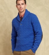 Bring classic fall style to your look this season with this sharp shawl-collar sweater from Tommy Hilfiger.