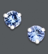 Get in on the latest gemstone trend with tanzanite. These round-cut studs (8-1/2 ct. t.w.) add the perfect pop of color against a 14k white gold setting. Approximate diameter: 1/5 inch.