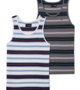 Hurley takes a tank top-one of the simplest silhouettes around-and does it in a multitrack stripe with a slightly vintage vibe.