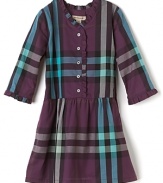 Cool yet vibrant hues infuse Burberry's iconic check with youthful appeal, resulting in a classic and oh-so-chic dress for the most stylish of little girls.