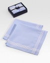 From the Savile Row maker of fine men's furnishings, classic handkerchiefs of fine cotton. Boxed set of two About 18½ square Cotton; machine wash Imported