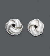 Show your love is strong with these symbolic knot earrings (8 mm). Edges feature an intricate rope design. Set in sterling silver by Giani Bernini.