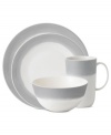 Effortlessly chic, the Simplicity Ombre place setting by Vera Wang Wedgwood features soft bands of gray in casual white porcelain. Mix with Simplicity Gray and Cream dinnerware for distinct, modern allure.