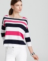 Boasting an oversized silhouette and vibrant stripes, this Lilly Pulitzer sweater nods towards retro cool.