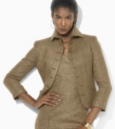 Military and heritage inspiration combine in Lauren Ralph Lauren's chic wool jacket, crafted in metallic herringbone.