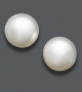 The perfect last-minute touch in polished pearl. Earrings feature elegant cultured South Sea pearls (12-13 mm) in a 14k white gold post setting. Approximate diameter: 1/2 inch.