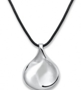 Simply delicious. Giani Bernini spoon-shaped pendant adds a flattering touch to your neckline. Sterling silver pendant hangs from a leather cord with sterling silver extension chain and clasp. Approximate length: 16 inches + 2-inch extender. Approximate drop: 1-1/2 inches.