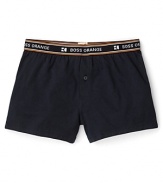 Button fly boxer shorts in soft cotton, accented with a contrast logo elastic waistband. From BOSS Orange.