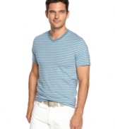 Keep style simple with stripes and this v-neck t-shirt from Alfani Red. (Clearance)