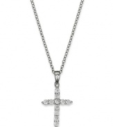 Symbolic sentiment. Giani Bernini's pretty cross pendant is adorned with round-cut cubic zirconias (5/8 ct. t.w.) set in sterling silver. Approximate length: 15 inches. Approximate drop: 1/2 inch.