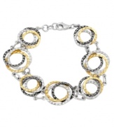 A shapely mix of sparkle and shine. Genevieve & Grace's chic circle link bracelet combines sterling silver and 18k gold over sterling silver with glittering marcasite accents. Approximate length: 7-1/2 inches.