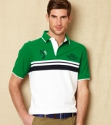 Block out all the competition with this colorblocking striped polo shirt from Nautica.