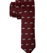 Take charge. A cool allover pattern makes this skinny tie from American Rag an instant eye-catcher.