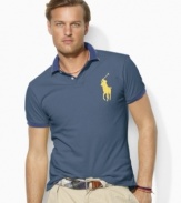 The beach treatment is given to our custom-fit Big Pony polo with allover fading and subtle hints of repair.