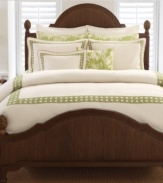 Rich cotton sateen creates the perfect getaway. Gorgeous cane latticework embroidery borders a soft ivory ground upon this inviting duvet cover from Tommy Bahama.