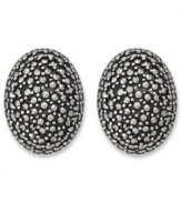 Shape up! Sparkling studs in marcasite are a must! Crafted in sterling silver; by Genevieve & Grace. Earrings feature an omega clip-on backing for non-pierced ears. Approximate length: 13/16 inch. Approximate width: 5/8 inch.