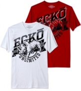 With a bold graphic, this Ecko Unltd graphic tee takes no prisoners in your casual collection.