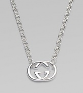 Signature interlocking GG symbol of polished sterling silver, suspended between a bold chain. Sterling silver Chain length, about 17 Pendant length, about ¾ Lobster clasp Made in Italy