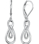 Update your style with exquisite drops. Crafted in sterling silver, these swirling earrings are accented by sparkling diamonds. Approximate drop: 3/4 inch.