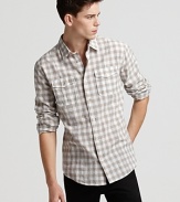 John Varvatos Star USA Point Collar Plaid Sport Shirt