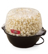 Presto presents the quick, simple way to make mountains of movie-style popcorn. A motorized stirring arm and built-in melter ensure a fully popped, perfectly buttered snack. Cover flips over to be used as a serving bowl. One-year warranty. Model 05201.