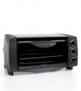 Make quick, quality pizza and other delicious dishes with this De'Longhi toaster oven. Featuring an elongated back wall that provides enough room for an entire 12 pizza, this compact cooker makes countertop cooking easy. One-year warranty. Model EO1200B.