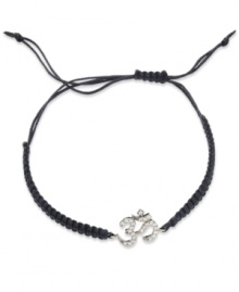 Look relaxed and resplendent. Single-cut diamonds (1/6 ct. t.w.) are set in YellOra™ and centered on a black parachute cord for a stunning effect. Bracelet adjusts to fit wrist. Approximate length: 11 inches.