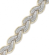 Up your glam factor. Yell'Ora's trendy twisted bracelet showcases round-cut diamonds (1/2 ct. t.w.) in a beautiful braided pattern. Base metal made from a combination of pure gold, sterling silver and palladium. Approximate length: 7-1/2 inches.