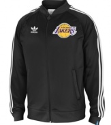 Sport your favorite team's gear with this court-ready Los Angeles Lakers track jacket from adidas.