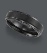 Spice up your look with sophisticated style. Triton men's ring features a chic lined design in a black tungsten carbide band (6 mm). Sizes 8-15.