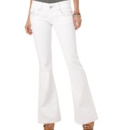 Rhinestone zigzags add a shot of bling to these white wash flare leg jeans from Dollhouse!