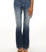 INC's most-beloved bootcut fit jeans are back with a sassy addition: sequins sparkle on the back patch pockets!