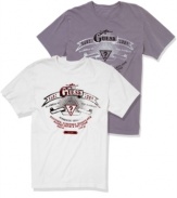 Stamp champ. With a rad, touchable graphic, this tee from Guess adds a whole new dimension to your look.