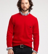 A Shetland wool crewneck sweater, a cold-weather staple for the dapper dressers of the English countryside for decades, gets an update with luxe suede elbow patches and a leather-button chest pocket.CrewneckRibbed knit collar, cuffs and hem90% merino wool/10% angora rabbit hairHand washImported