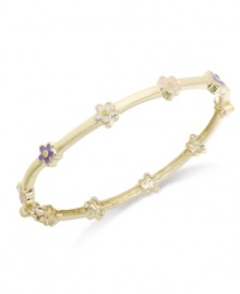 A beautiful bouquet in bracelet form. Lily Nily's bangle is set in 18k gold over sterling silver with enamel flowers along the outside-a combination your little one is sure to love. Item comes packaged in a signature Lily Nily Gift Box. Approximate inside circumference: 5-3/4 inches. Approximate diameter: 2 inches.